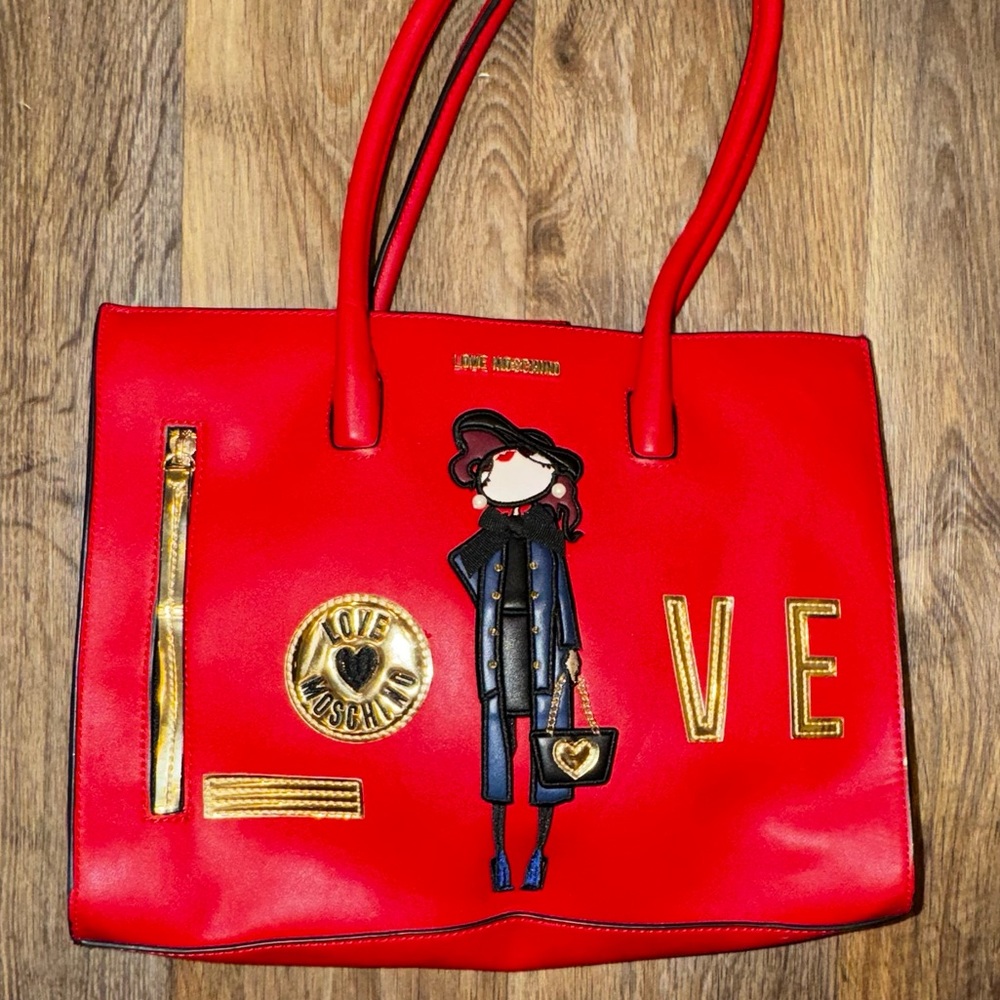 Love Moschino red leather hand bag